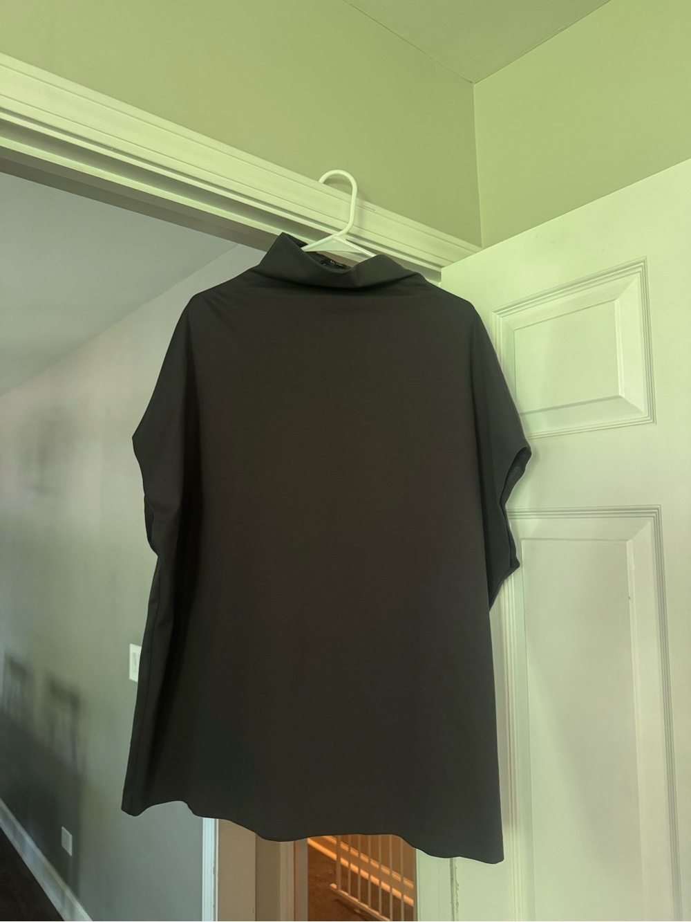 Black Short-Sleeve Turtleneck Tunic Top
